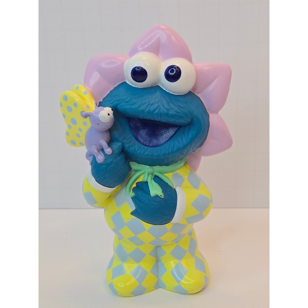 Vintage 2001 Mattel Sesame Street Cookie Monster Flower Butterfly Figure 7"